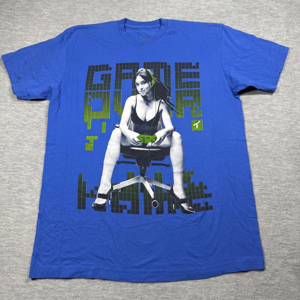 Two‎ In The Shirt T-Shirt Mens XL Blue Game Over Gamer Graphic Streetwear Cotton